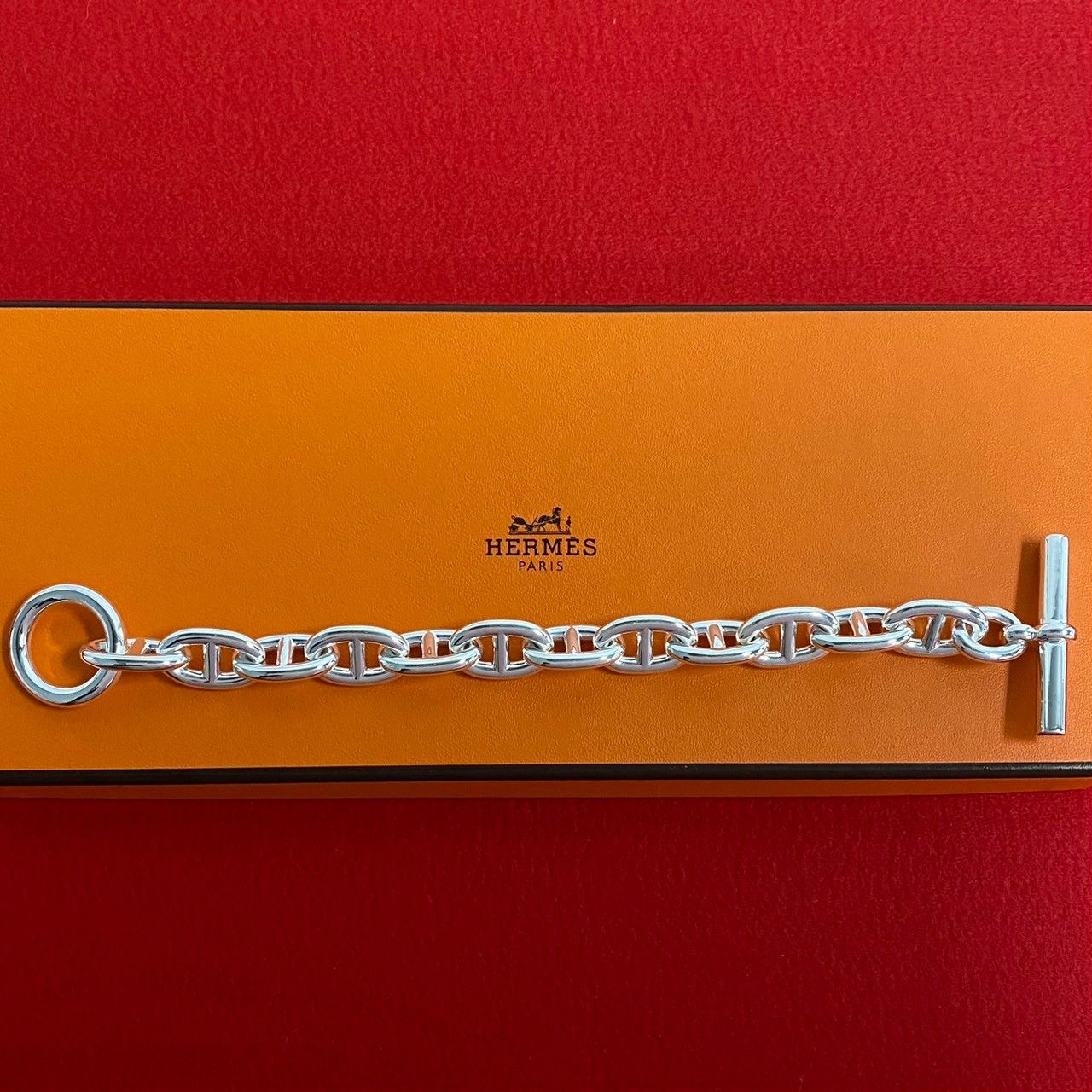 ほぼ未使用 HERMES エルメス シェーヌダンクル TGM 12コマ シルバー925 ブレスレット バングル アクセサリー シルバー メンズ  o0005 - メルカリ