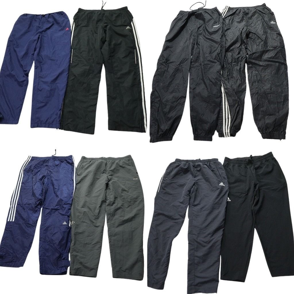 古着卸 まとめ売り アディダス adidas ウインドブレーカー パンツ 8枚セット メンズ Ｌ ワイド 90s トラックパンツ 古着 NC0876