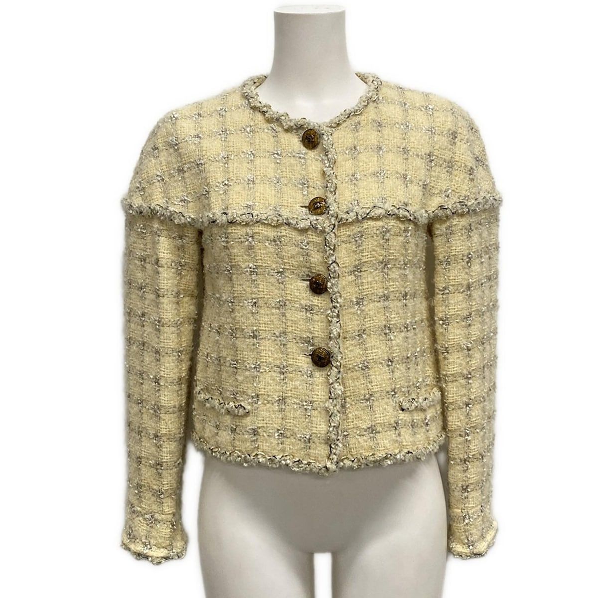 CHANEL シャネル ジャケット サイズ36 S レディース - P41853 アイボリー×黒×白 ウール
