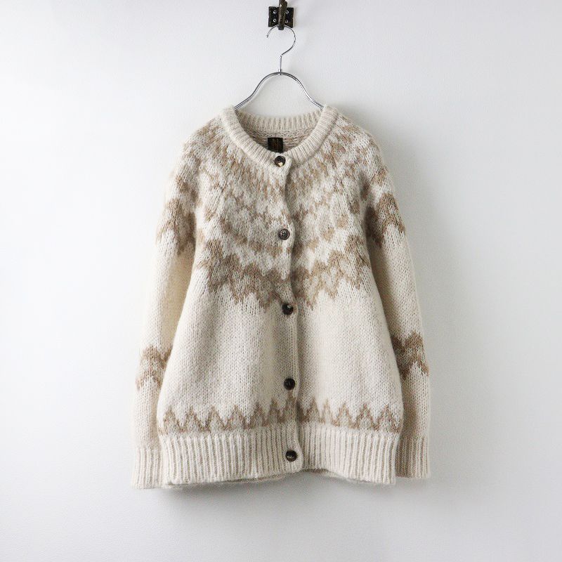 美品 バトナー BATONER MOHAIR NORDIC CREW NECK CARDIGAN モヘアノルディッククルーネックカーディガン2 ベージュ【2400014383317】 美品 バトナー BATONER MOHAIR NORDIC CREW NECK CARDIGAN