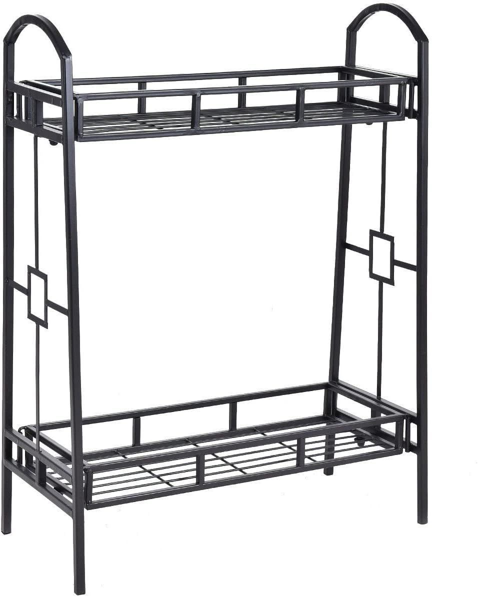 新品 TANGKULA ガーデンラック フラワースタンド 2段 鉄製 アイビースタンド 園芸ラック フラワーラック 盆栽棚 植物棚 鉢植え スタンド 花台 アイアン ガーデン用品 おしゃれ 防サビ (2段)