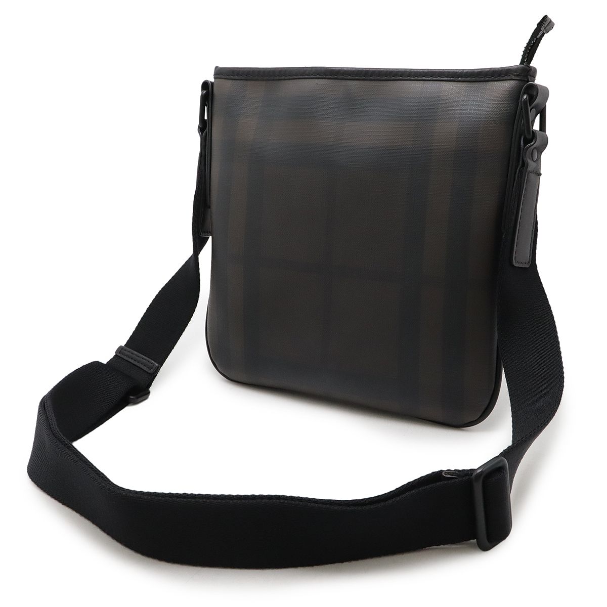 バーバリー ショルダーバッグ チェック柄 斜め掛け クロスボディ PVC レザー BURBERRY バーバリー スモークドチェック チェック柄 ショルダー