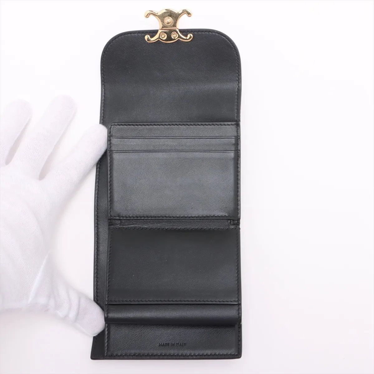 美品 セリーヌ トリオンフ レザー 三つ折り 財布 コンパクト  