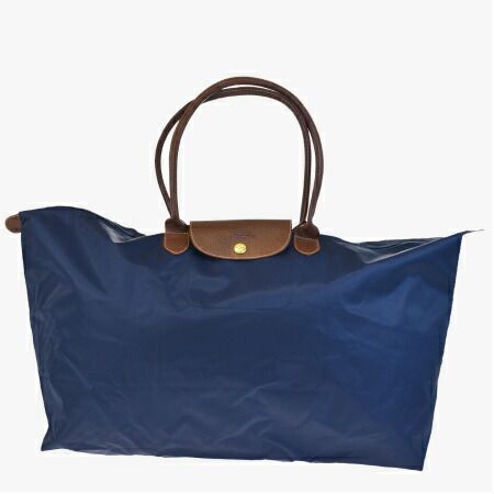 【中古】 ロンシャン LONGCHAMP トートバッグ ショルダーバッグ ハンドバッグ ネイビー ブラウン ナイロン レザー 01HA643