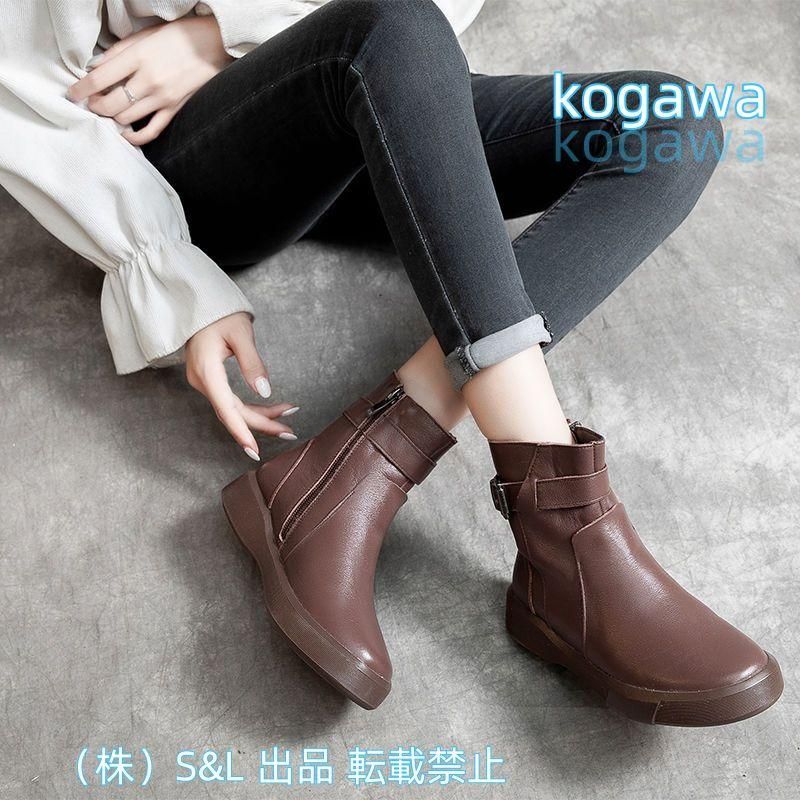 レディースショートブーツぺたんこアンクルブーツ春秋冬防寒滑り止め