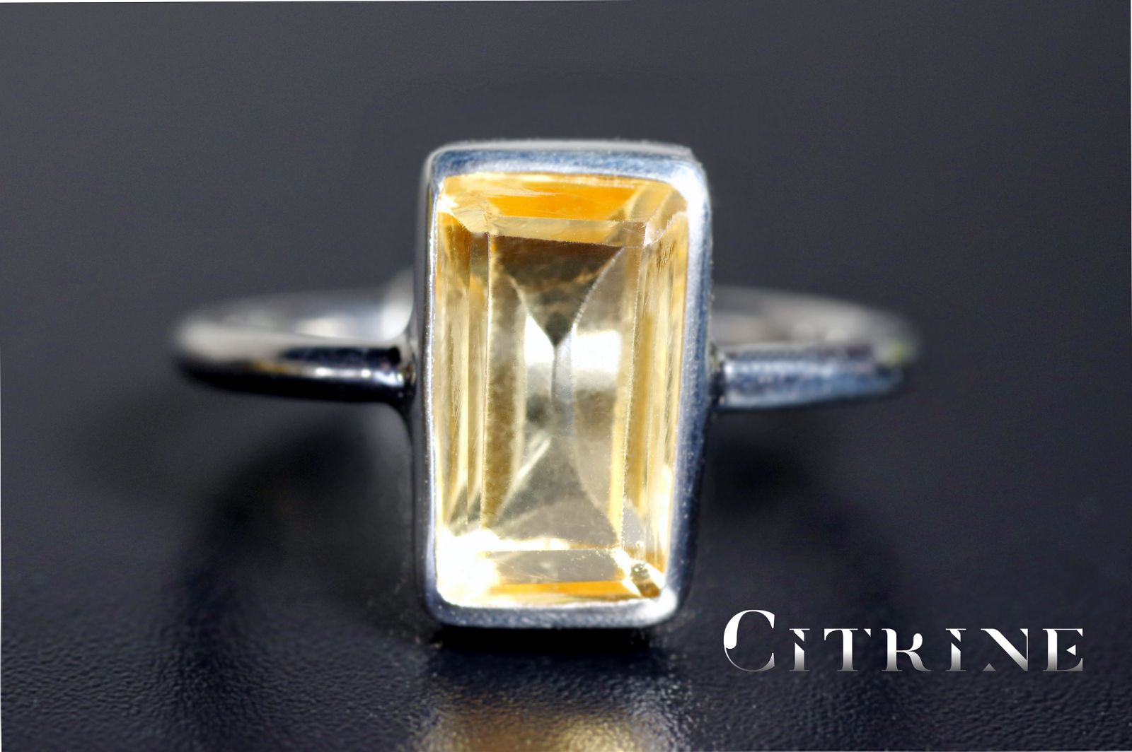 New『Citrine』の世界でひとつの天然石リング sv925+プラチナ仕上げ-