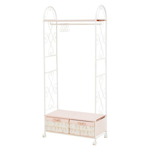 ハンガーラック ピンク幅75※引き出し2杯付き 最高 エレガントハンガー