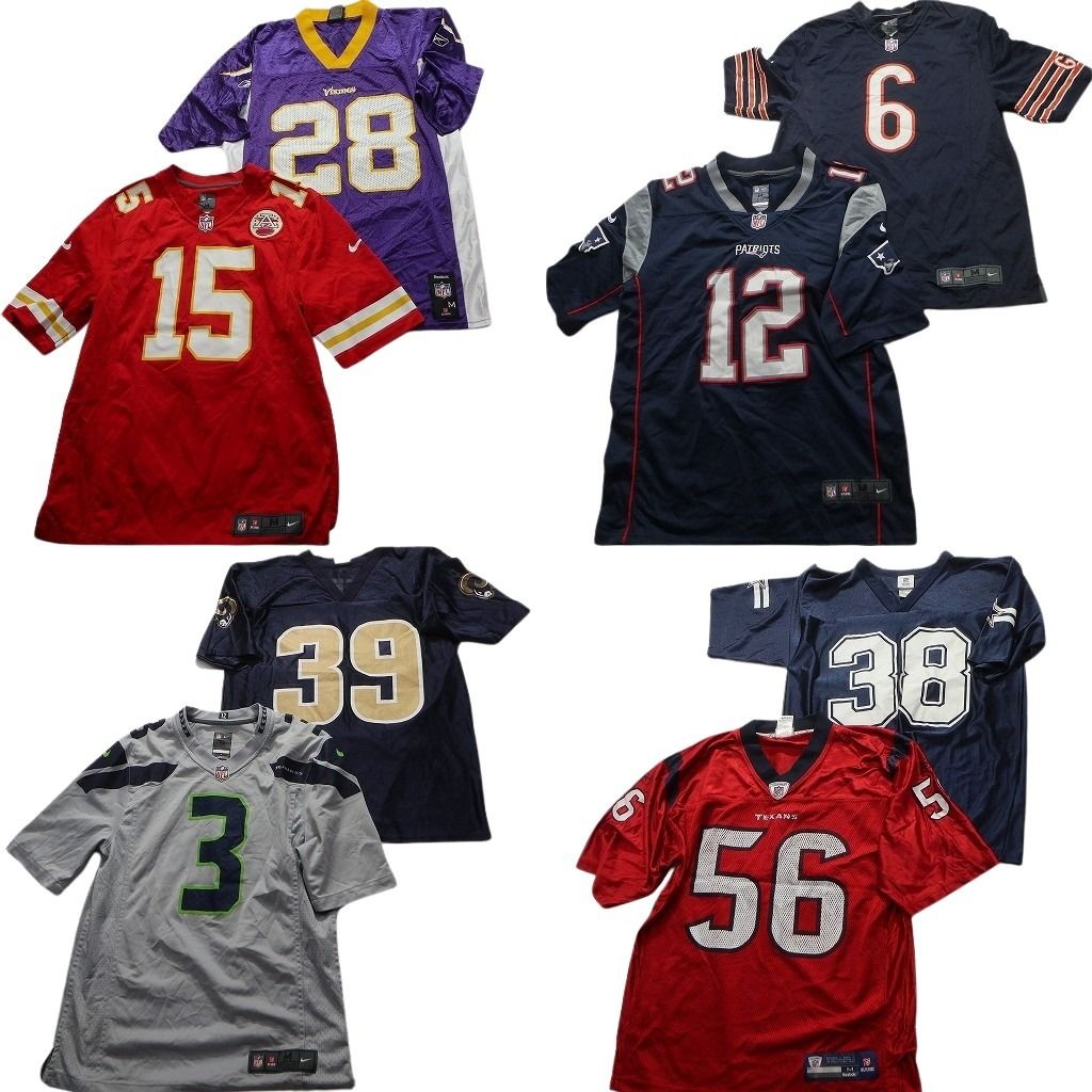 古着卸 NFL ゲームシャツ ユニフォーム 8枚セット メンズ Ｍ シーホークス ナイキ ラムズ バイキングス 古着 NA6200