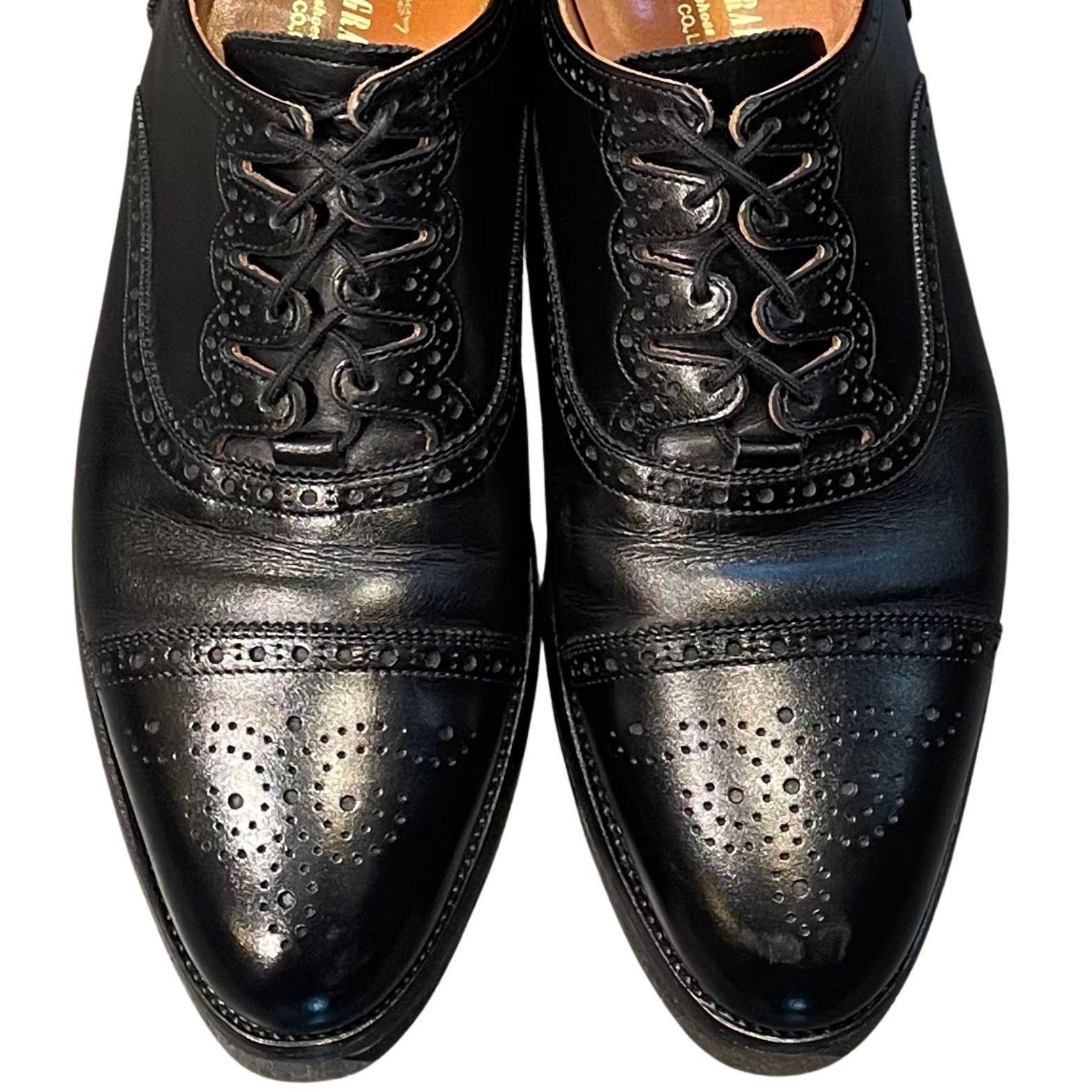 スコッチグレイン 黒 レザーシューズ 26センチ スコッチグレイン レザーシューズ ギリー F-3877 ブラック【LA】【中古