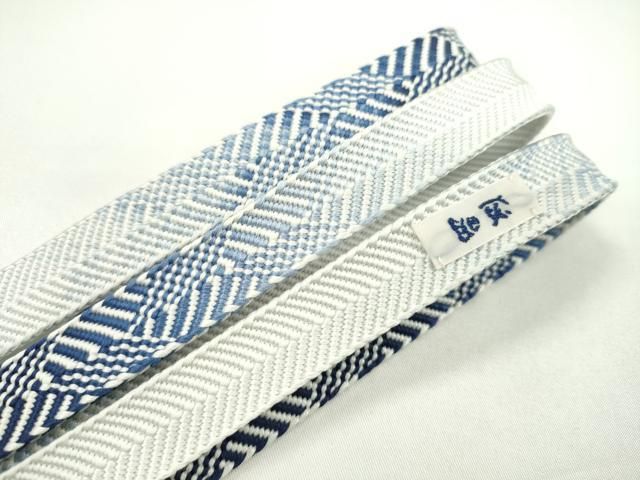平和屋本店□極上 有職組紐道明 帯締め 笹浪組 つづれ錦 青 宮内庁御用