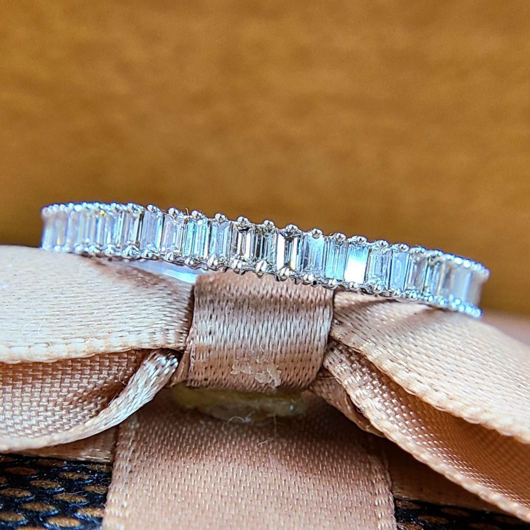 バゲットカット 1ct ダイヤ K18 wg フルエタニティ リング 鑑別