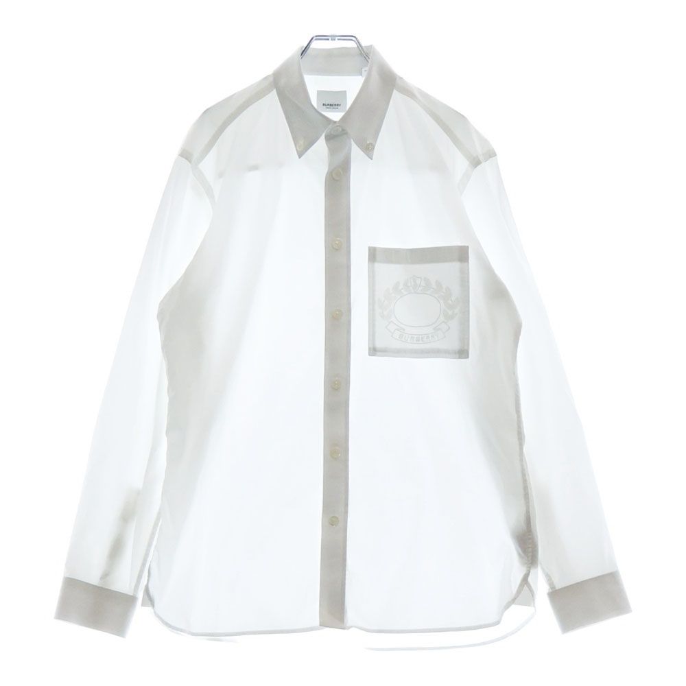 BURBERRY バーバリー Chapling Shirt ポケットロゴ刺繍 ボタンダウン 長袖シャツ ホワイト 8064874