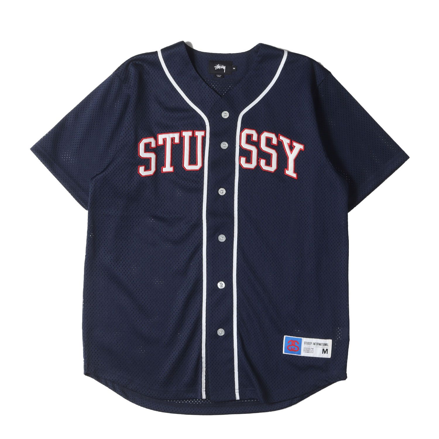 STUSSY ネイビー Mサイズメッシュ シャツ 80（STUSSY