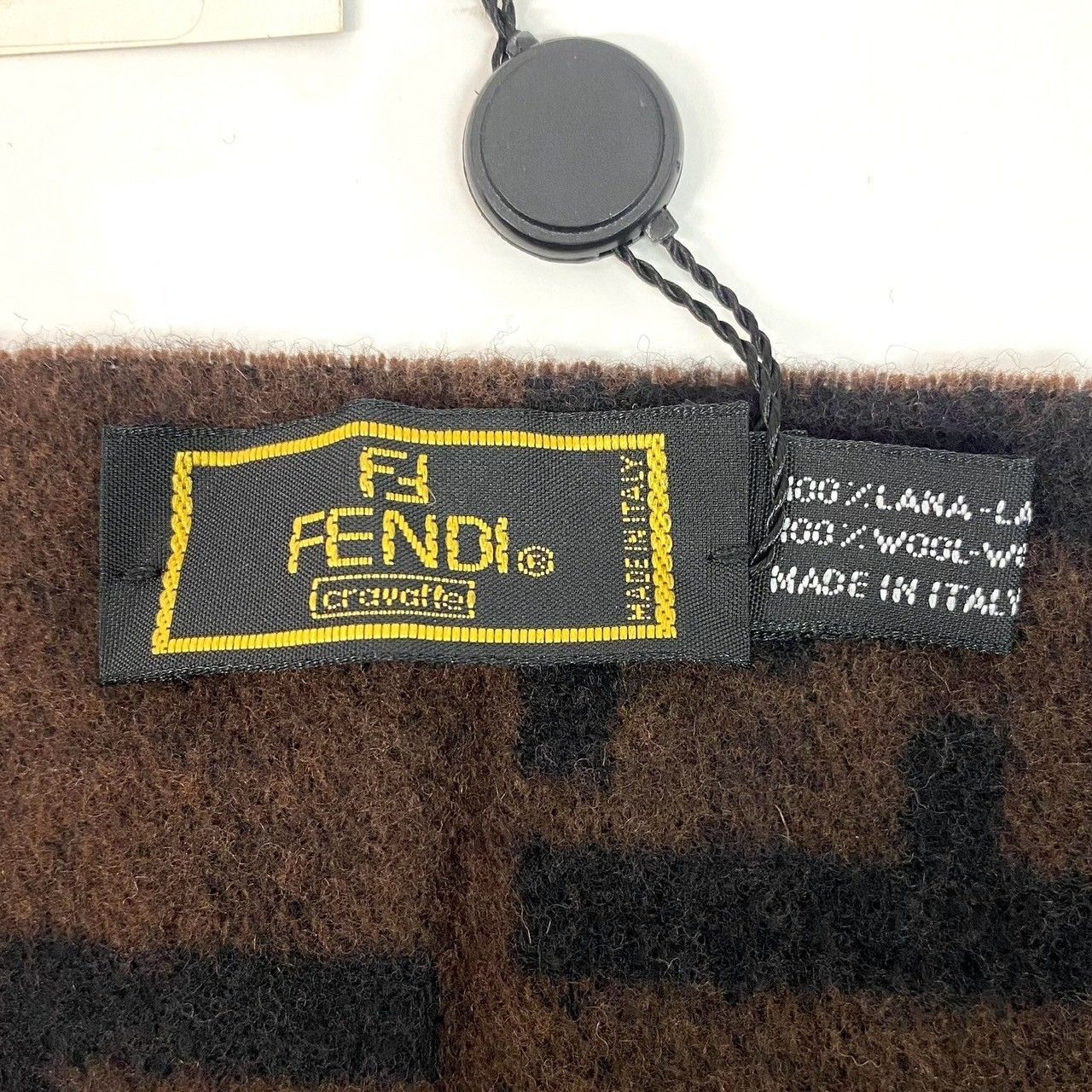 MU【FENDI】ズッカ柄 ウール 100% マフラー ブラウン/茶