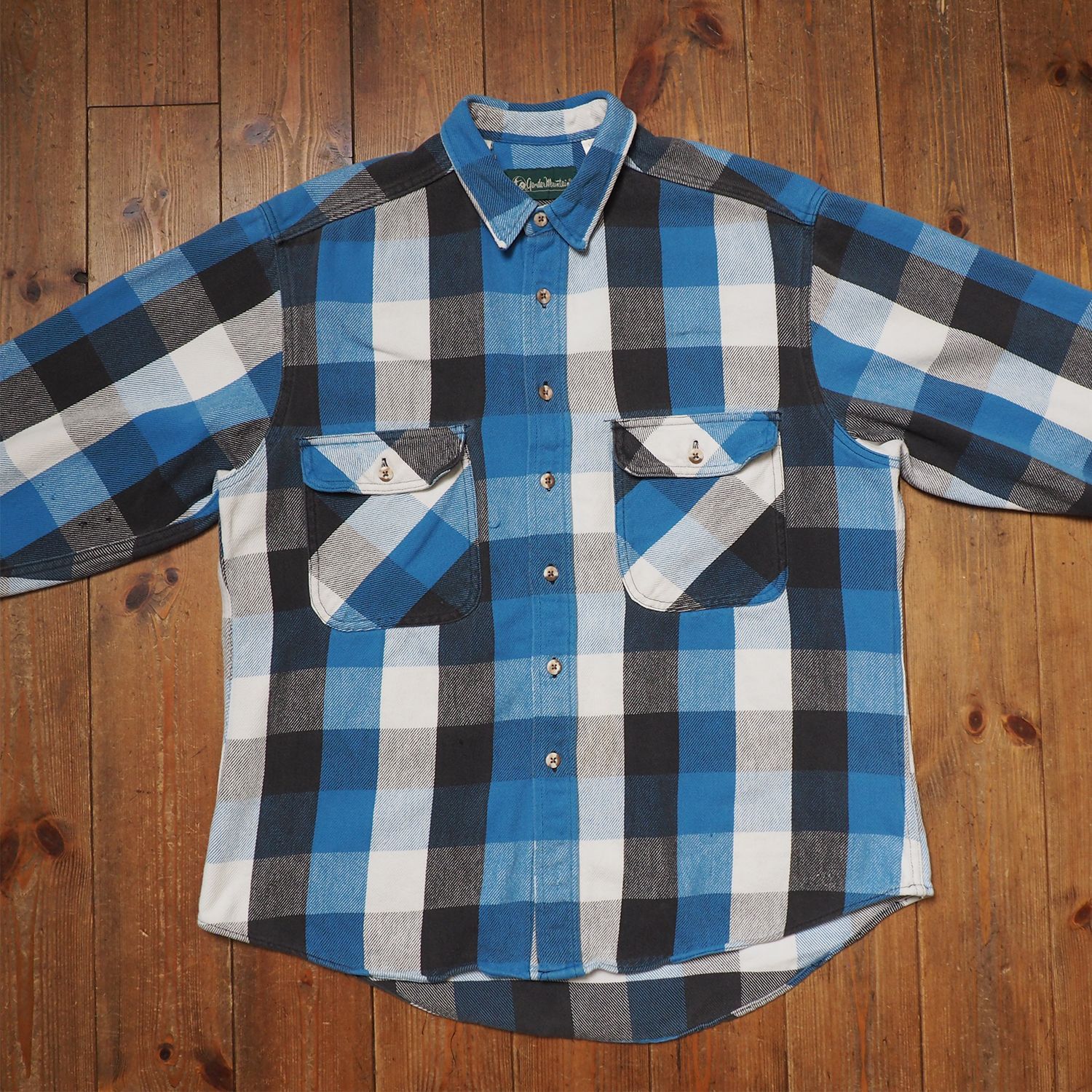 90's Gander Mountain ブロックチェックヘビーネルシャツ 青 90's Gander Mountain ブロックチェックヘビーネルシャツ 青