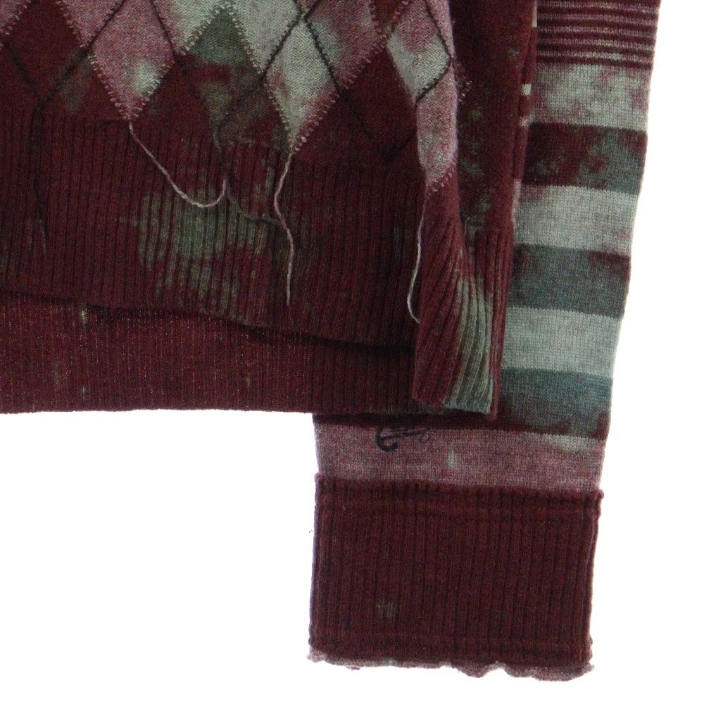 DIESEL ディーゼル チェック柄 Vネックニット モヘア メンズ S ブラック レッド ホワイト 黒 白 赤 DIESEL（スタイル（ネック）Vネック）（ニット・セーター