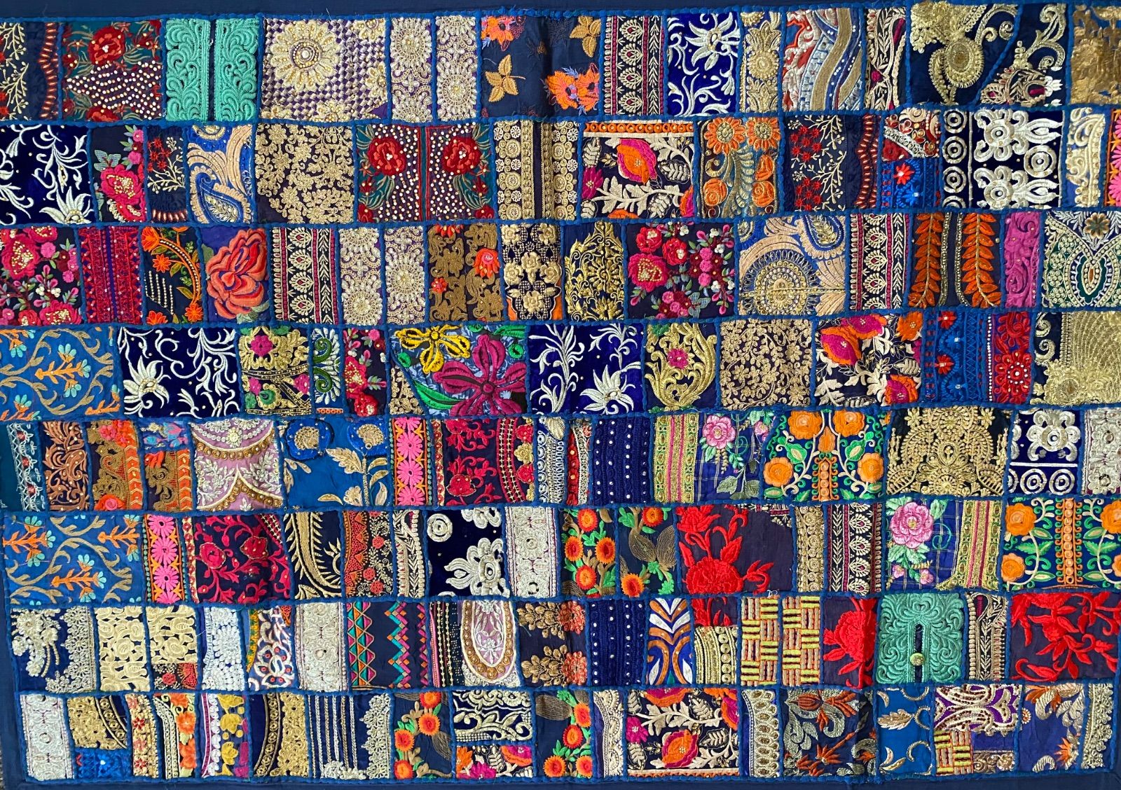 インド カンバディア パッチワーク ネイビー 【6-31】 カンバディア ネイビー パッチワーク インド 手仕事 インド刺繍