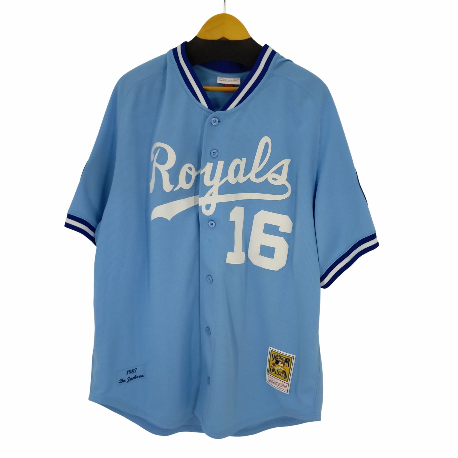 ミッチェルアンドネス mitchellu0026ness AUTHENTIC JERSEY KANSAS CITY ROYALS BO JACKSON ベースボールジャージ カンザスシティーロイヤルズ スカイブルー メンズ  52
