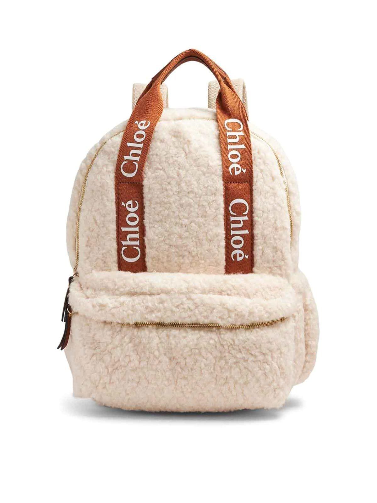 新品タグ付】CHLOE クロエ ムートン ロゴプリント バッグパック