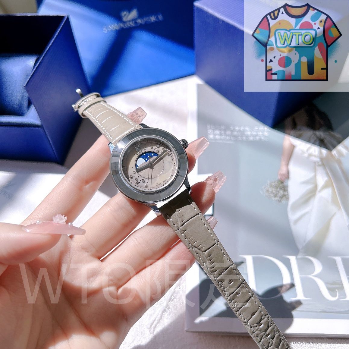 スワロフスキー　腕時計 今日WTO】SWAROVSKI スワロフスキー 神秘銀河 月着陸記念款 月相