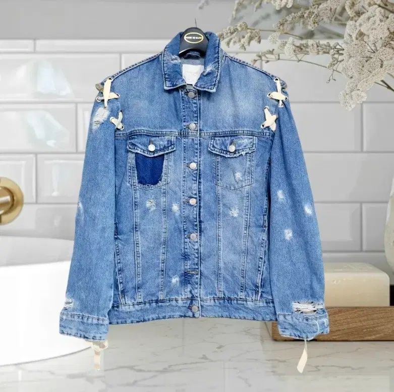55 ZARA ザラ レディース デニム ジャケット デニムジャケット ヴィンテージ ダメージデニム ブルゾン