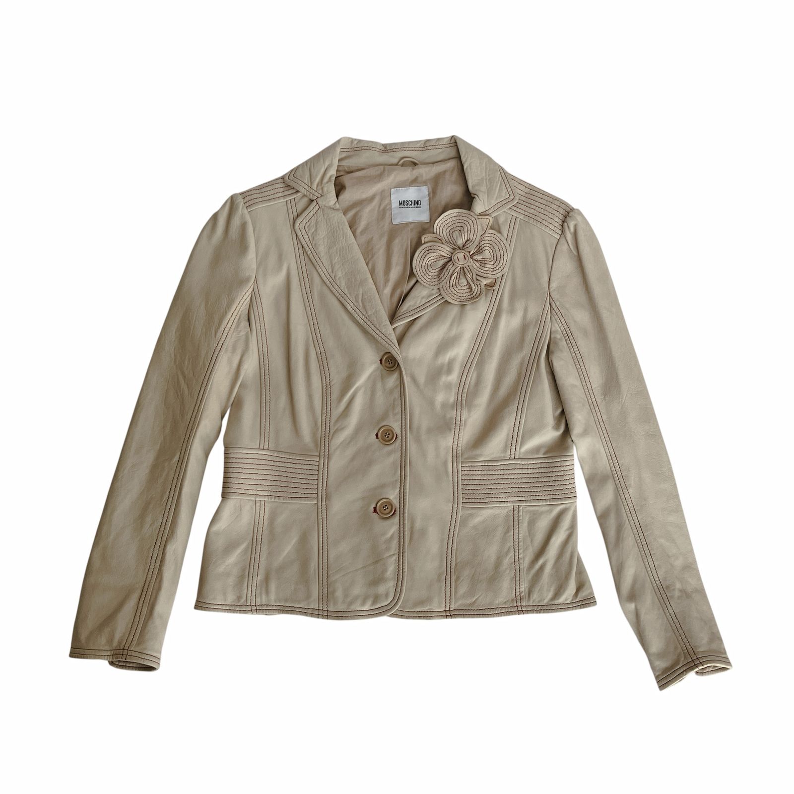 美品⭐️チェスティ ラムレザー フリル ノーカラー ジャケット ピンク