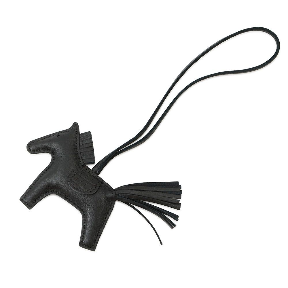 エルメス バッグチャーム ロデオ PM タッチ ブラック ラムスキン アリゲーターマット Y刻印 黒 ソーブラック