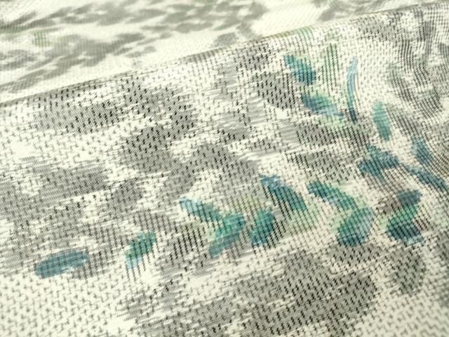 平和屋着物▽上質な紬 単衣 草葉文 正絹 逸品 DAAT9727az