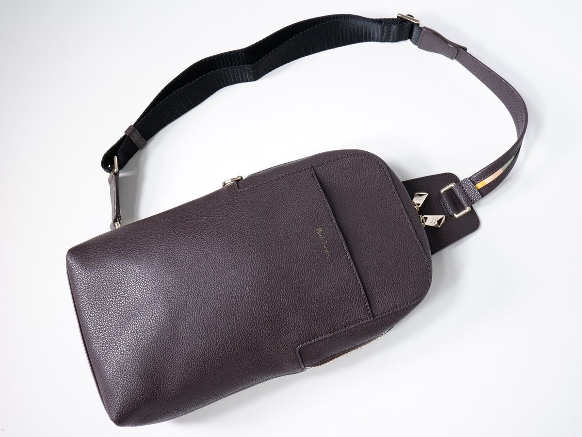 Paul Smithポールスミス インレイドストライプハンドル レザーボディバッグ ワンショルダーバッグ - MBGA79440