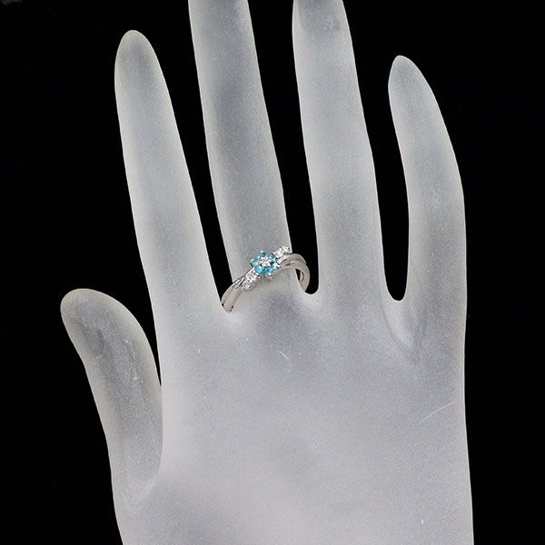 K18WG パライバトルマリン ダイヤモンド リング 0.18ct D0.10ct