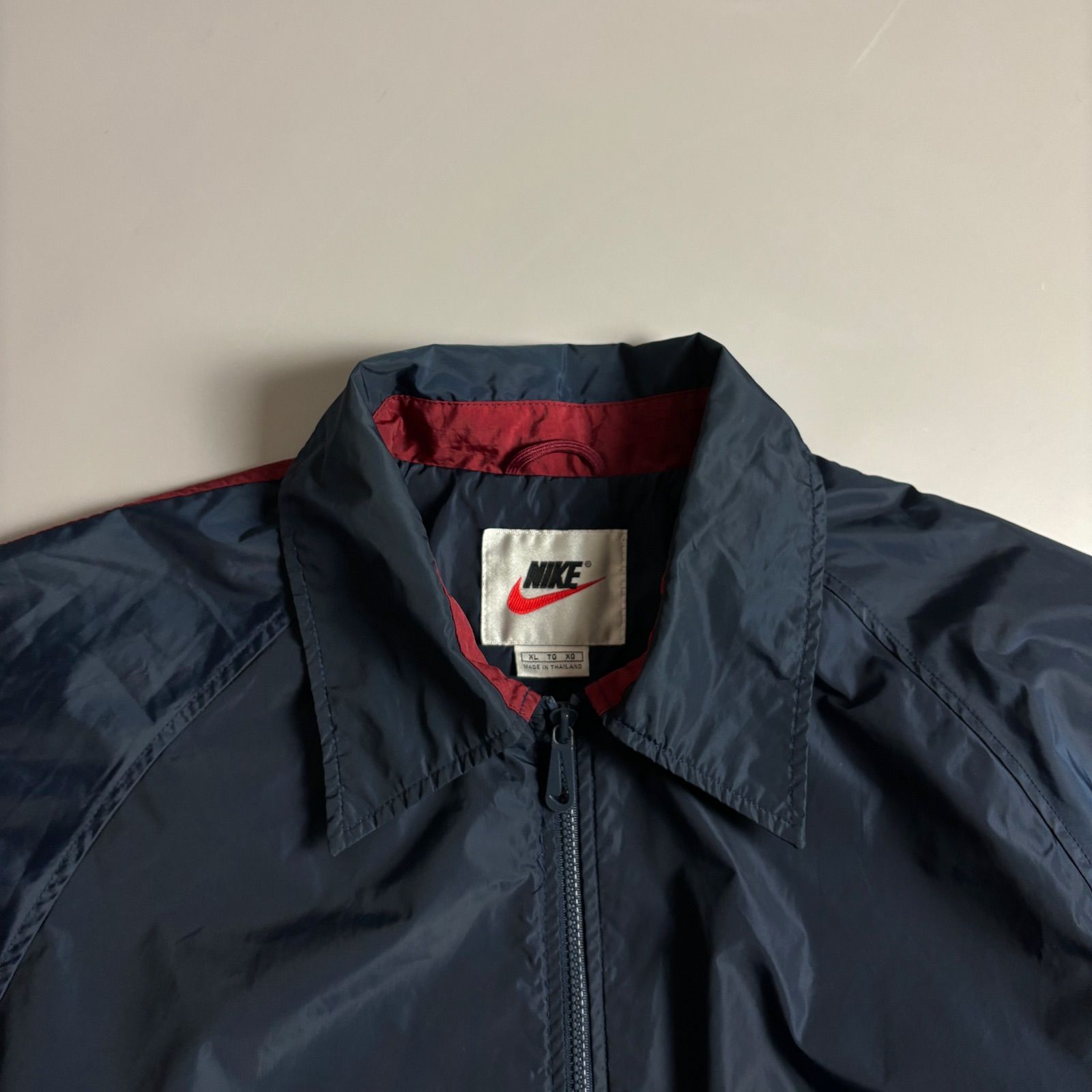 入手困難】90s NIKE/刺繍ビッグロゴ ナイロンジャケット ブラック銀