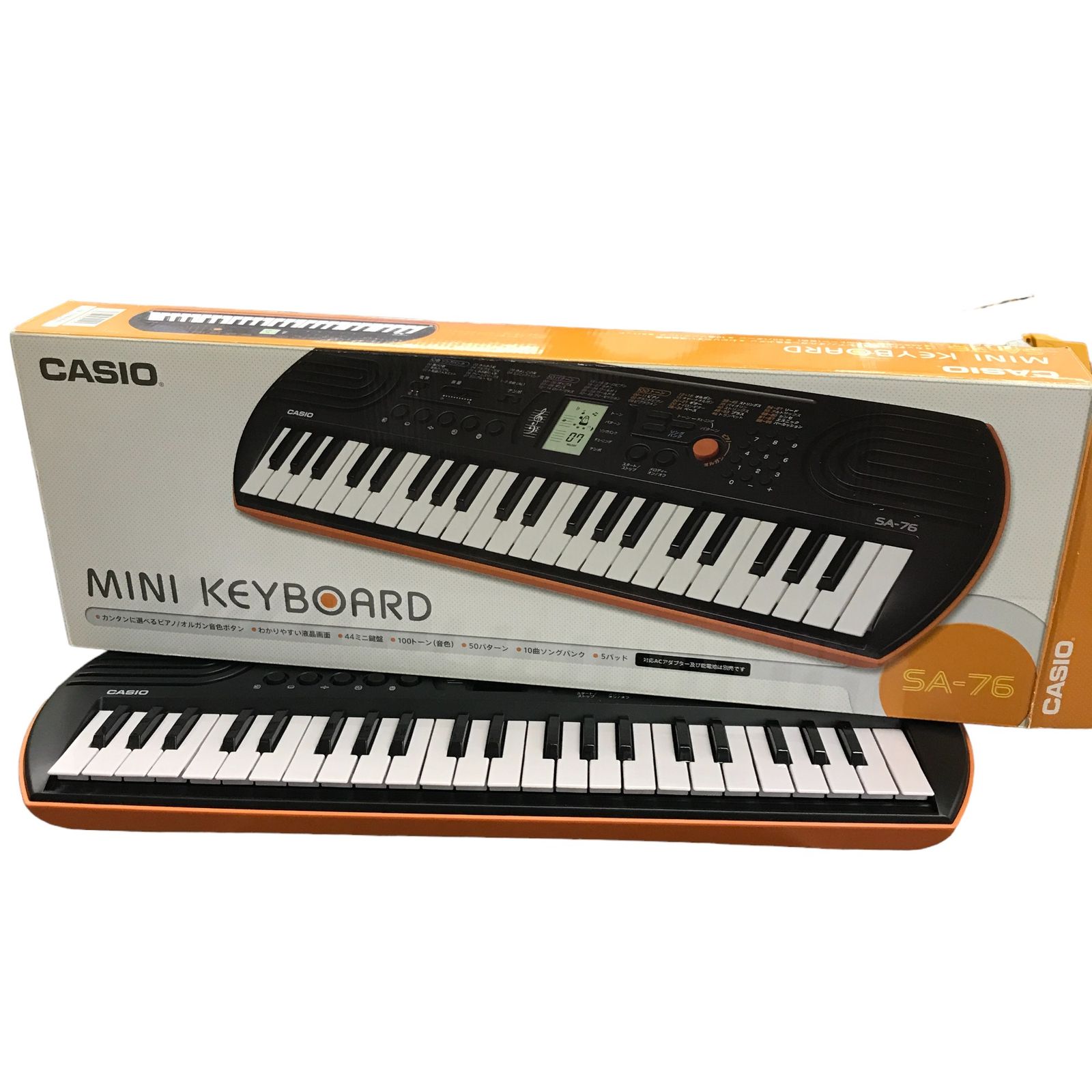 CASIO 44ミニ鍵盤 電子キーボード SA-76 ブラック&オレンジ 中古 1
