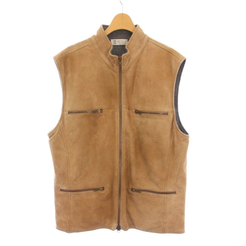 ブルネロクチネリ BRUNELLO CUCINELLI スエードベスト 裏地ニット アウター S ベージュ |KH