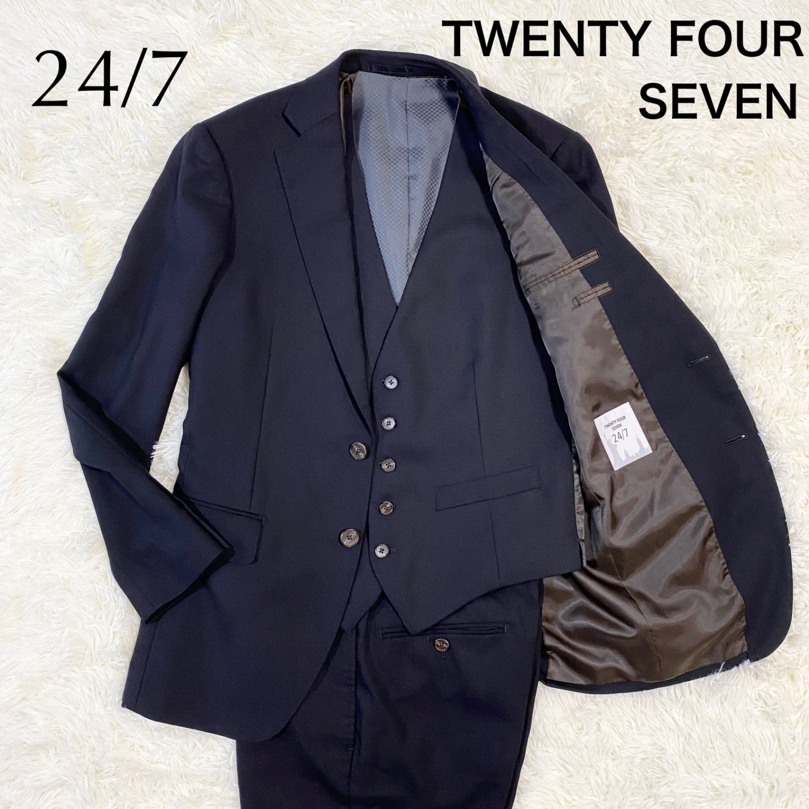 TWENTY FOUR SEVEN】24/7 メンズ スーツ スリーピース 3点セット 黒 90YA5 - メルカリ