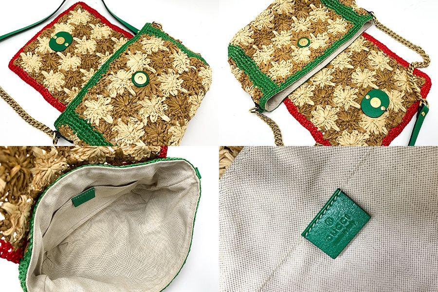 美品 GUCCI GG マーモント ショルダーバッグ 574433 ラフィア 美品 グッチ GUCCI レディース GG マーモント ショルダーバッグ
