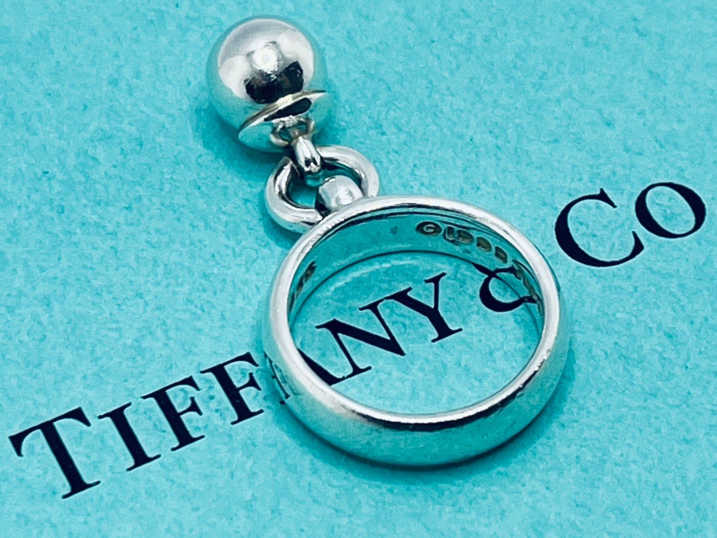 a054 美品 Tiffany&Co. ティファニー 1995 ボール ダングル リング 
