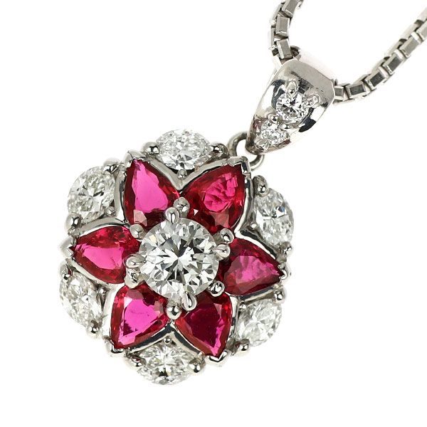 【kuro162】ルビーダイヤモンドペンダント Pt ルビー ダイヤモンド ペンダントネックレス 1.33ct D0.97ct