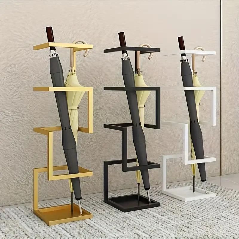 ツートン透し彫六角傘立 （信楽焼き・陶器・傘立て・梅雨・雨・玄関