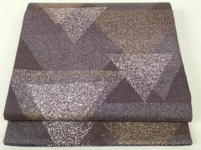 平和屋着物●六通柄袋帯 紬地 鱗文 滅紫色 正絹 逸品 DAAT7781ob