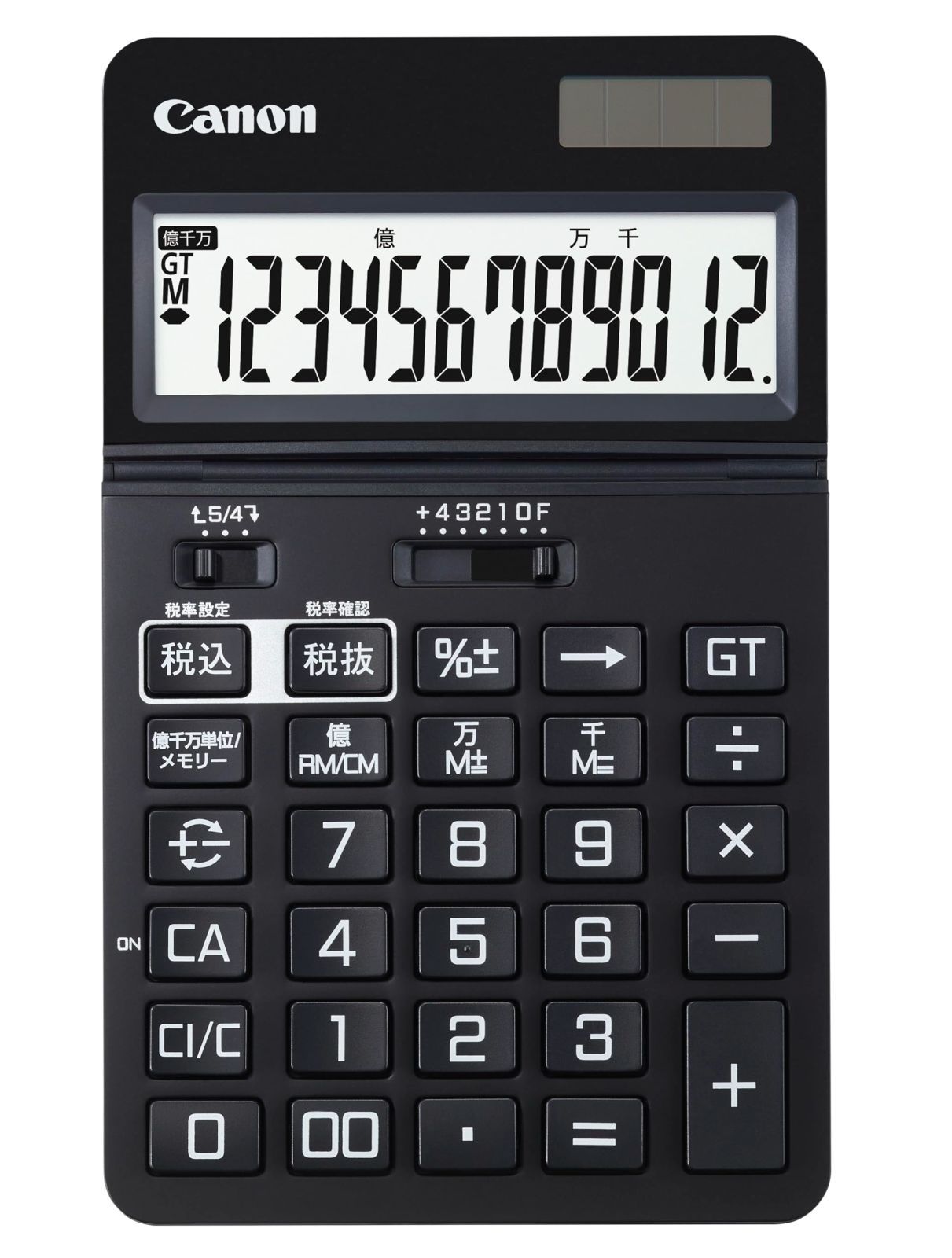 Color:ピュアブラック キヤノン 電卓 12桁 ビジネス 抗菌 抗ウイルス KS-1250TUV-BK ピュア ブラック 見やすい大画面 チルト式液晶 千万単位