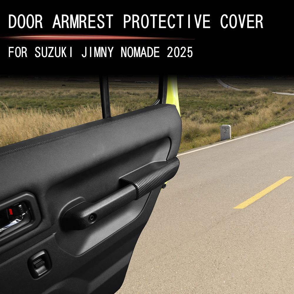 スズキ ジムニー JB64 JB74 ジムニーシエラ 25系 5ドア ドア後部アームレストプロテクター 4点セット 内装保護カバー カーボン調 ピアノブラック レッド