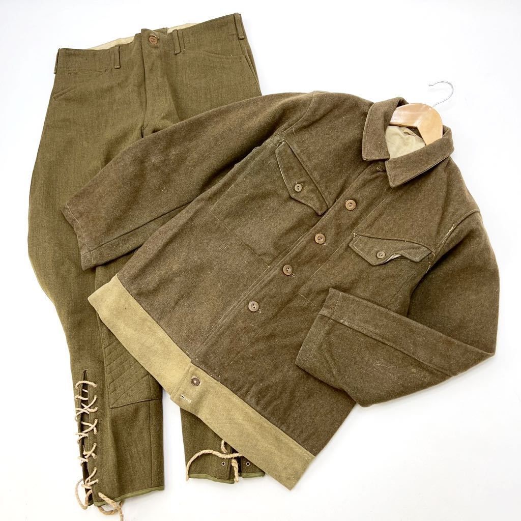 ヨーロッパ ユーロ ミリタリー アメリカ ビンテージ 軍服 ジョッパーパンツ 制服 上下 セットアップ 国民服 戦中 戦前 乗馬服 DD158