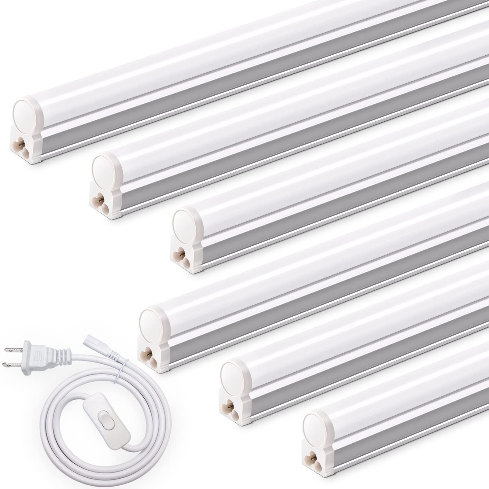 Barrina LED蛍光灯 40形 直管 蛍光灯一体型 120cm T5 6500K 昼光色 2200lm 20W 照明器具 高温に強い 作業場のランプ 天井 キャビネットのダウンライトに適用し 1.5 mの電源ケーブルを搭載する 6本入り