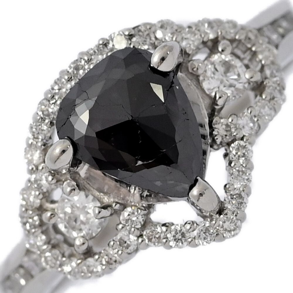 0.76ct|FD 0.32ct|ペアシェイプ ブラックダイヤモンド･ダイヤモンドリング･指輪|Pt900-4g|11号| 51|プラチナ|プレゼント ♀ S レディース 591711