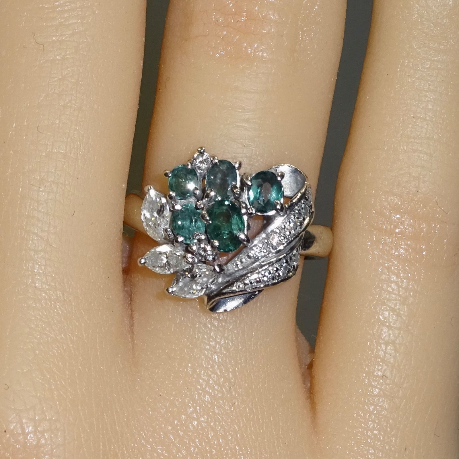 プラチナ pt900 天然アレキサンドライト0.89ct 天然ダイヤモンド0.48ct 