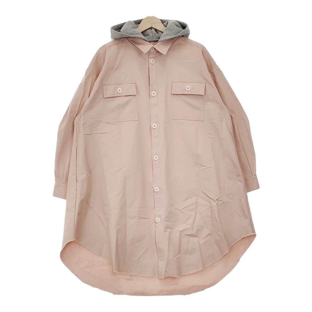 NO ID. フード付ロングミリタリーSH シャツ 846006-324S 長袖シャツ ピンク メンズ ノーアイディ【中古】5-0119M