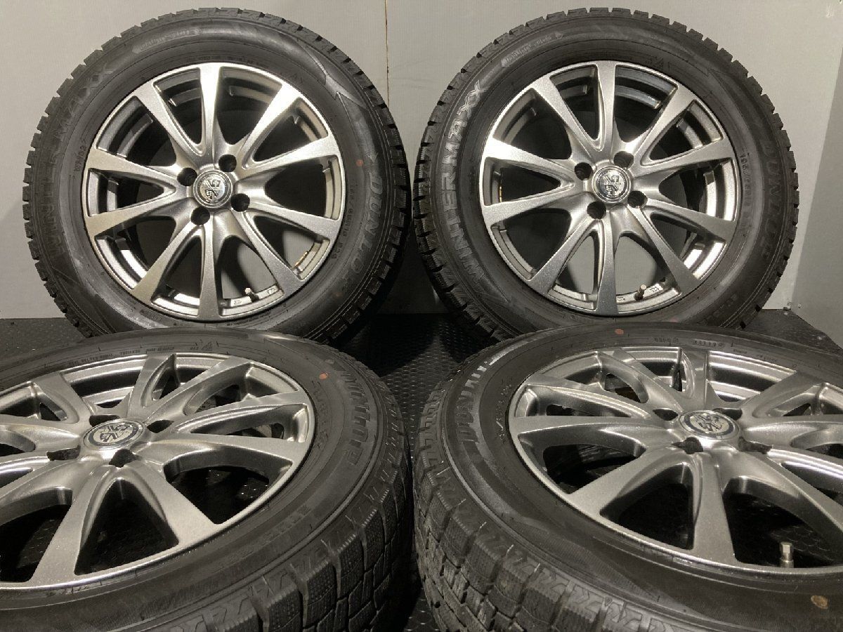 【DUNLOP WINTER MAXX WM02 195/65R16】スタッドレス【T.R.G 16インチ 6J4HPCD100+42】19年製 バリ溝 ライズ ロッキー等　(MTS201)