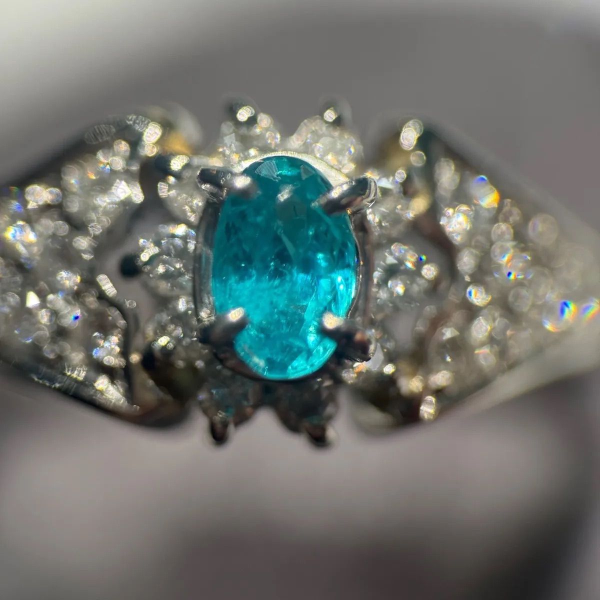 Pt900/K18ブラジル産パライバトルマリン0.288ctダイヤ0.13ctリング