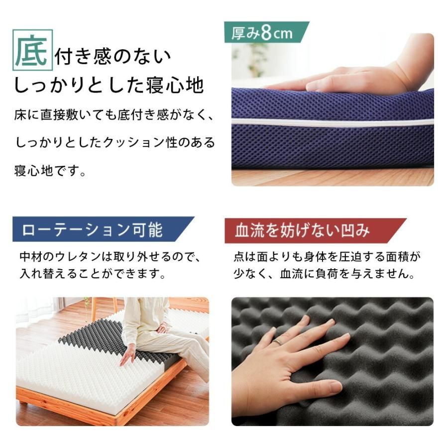日本製 三つ折り凹凸マットレス