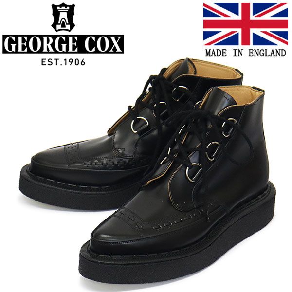 GEORGE COX (ジョージコックス) DIANO BOOT 13394 V ラバーソール レザーブーツ 040 BLACK gc UK9.5-約28.5cm